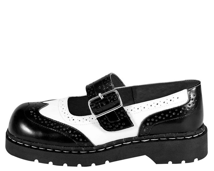 TUK Black and White Brogue Mary Jane T1035 - Image 3