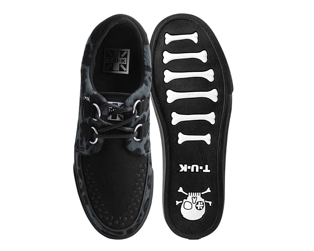TUK Black & Grey Leopard Sneaker Creeper A9948 - Image 4