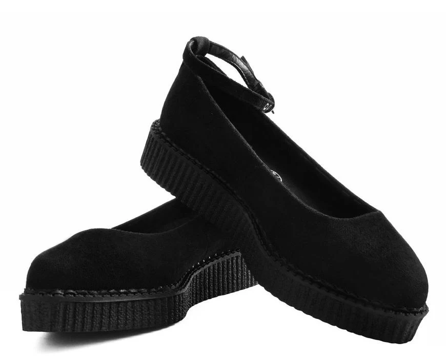 TUK Black Pointed Ballet Creeper Ankle Strap A9416 - Image 2