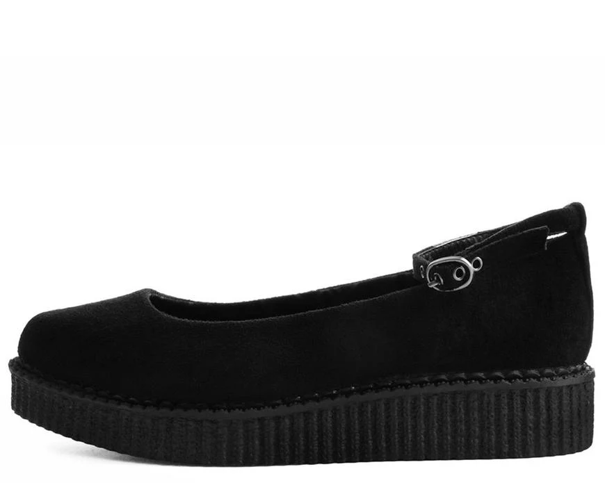 TUK Black Pointed Ballet Creeper Ankle Strap A9416 - Image 3