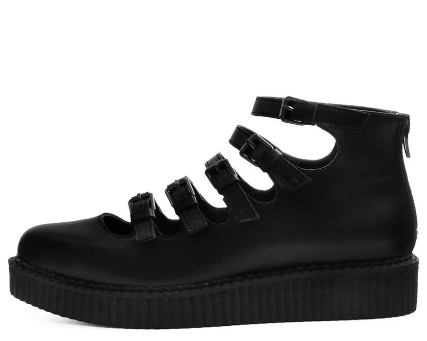 TUK Black Pointed Mary Jane Creeper Multi Strap A9417 - Image 3