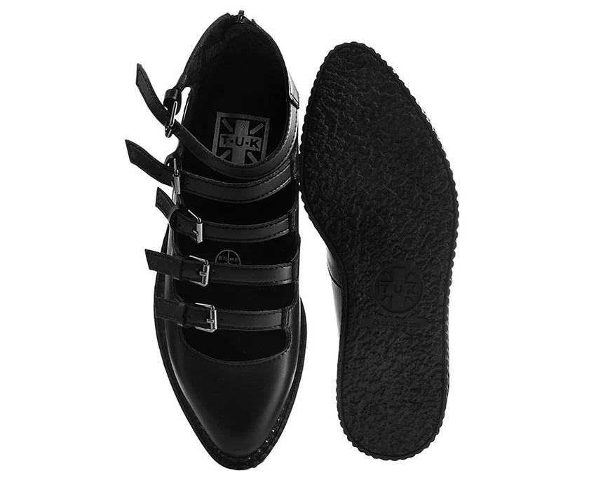 TUK Black Pointed Mary Jane Creeper Multi Strap A9417 - Image 4