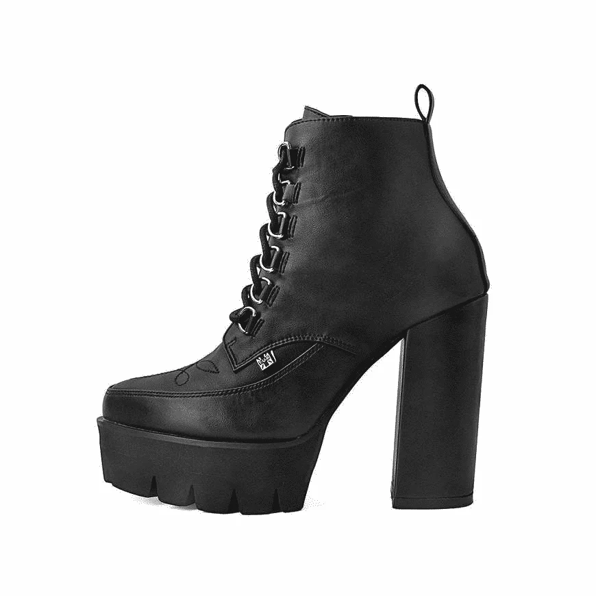 TUK Black Vegan Platform Heel 6-Ring A9689L - Image 3