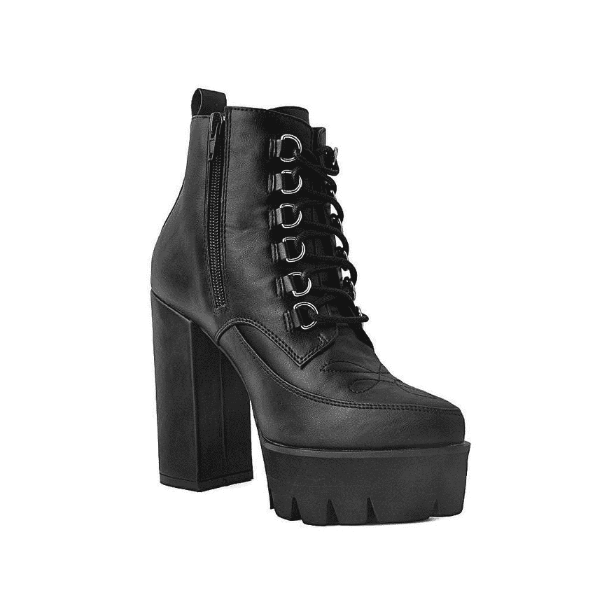TUK Black Vegan Platform Heel 6-Ring A9689L - Image 4