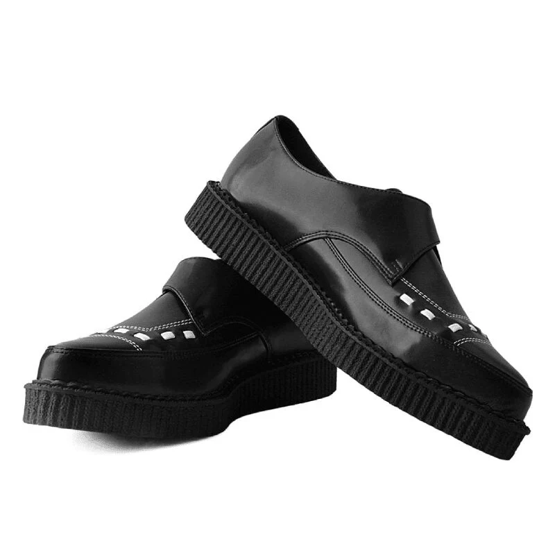 TUK Black White Leather Pointed Creeper A3017 - Image 2