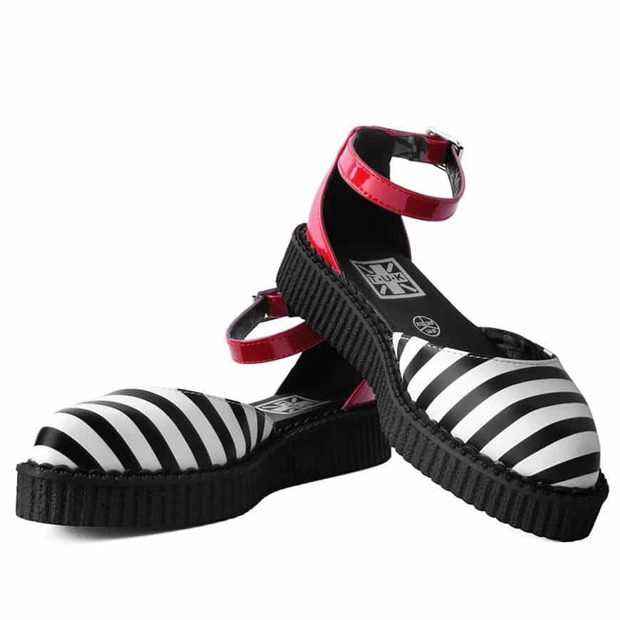 TUK Stripe Red Pointed Sandal Creeper A9615 - Image 2