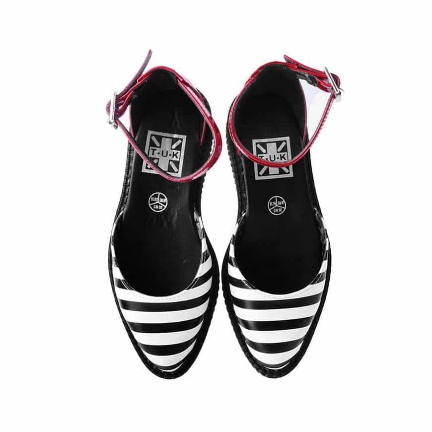 TUK Stripe Red Pointed Sandal Creeper A9615 - Image 3