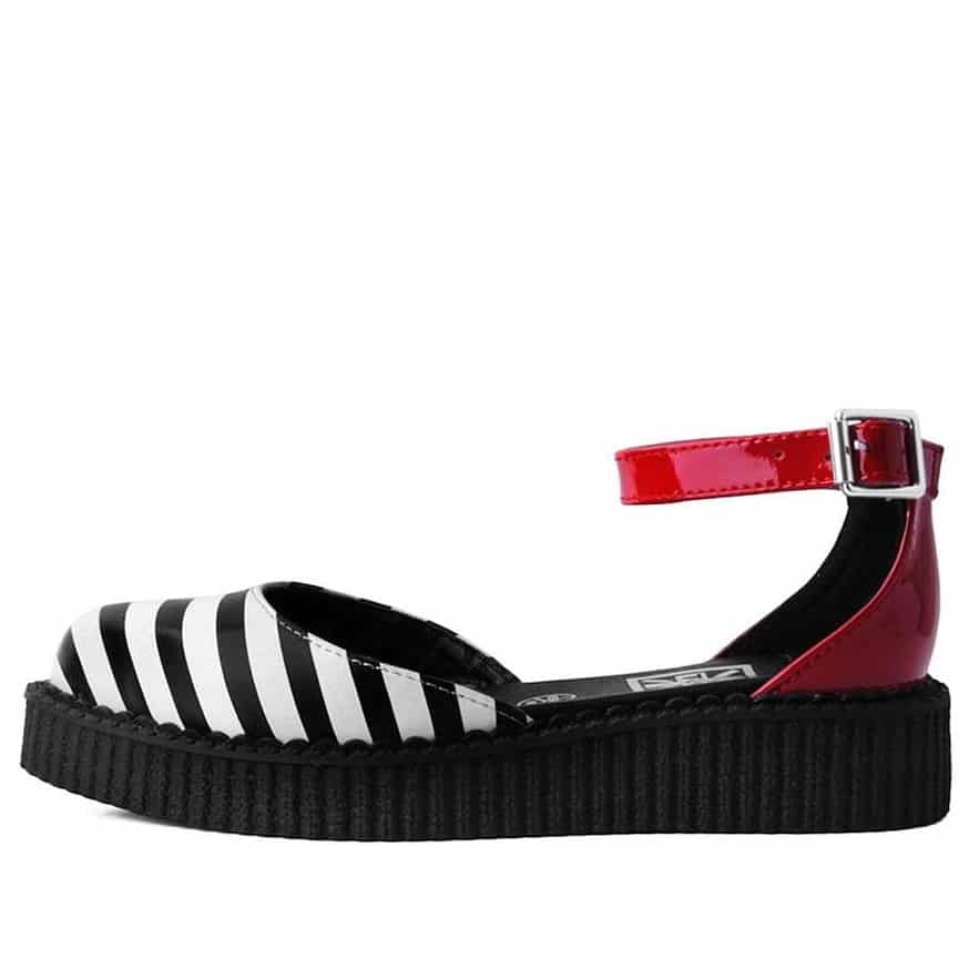 TUK Stripe Red Pointed Sandal Creeper A9615 - Image 4