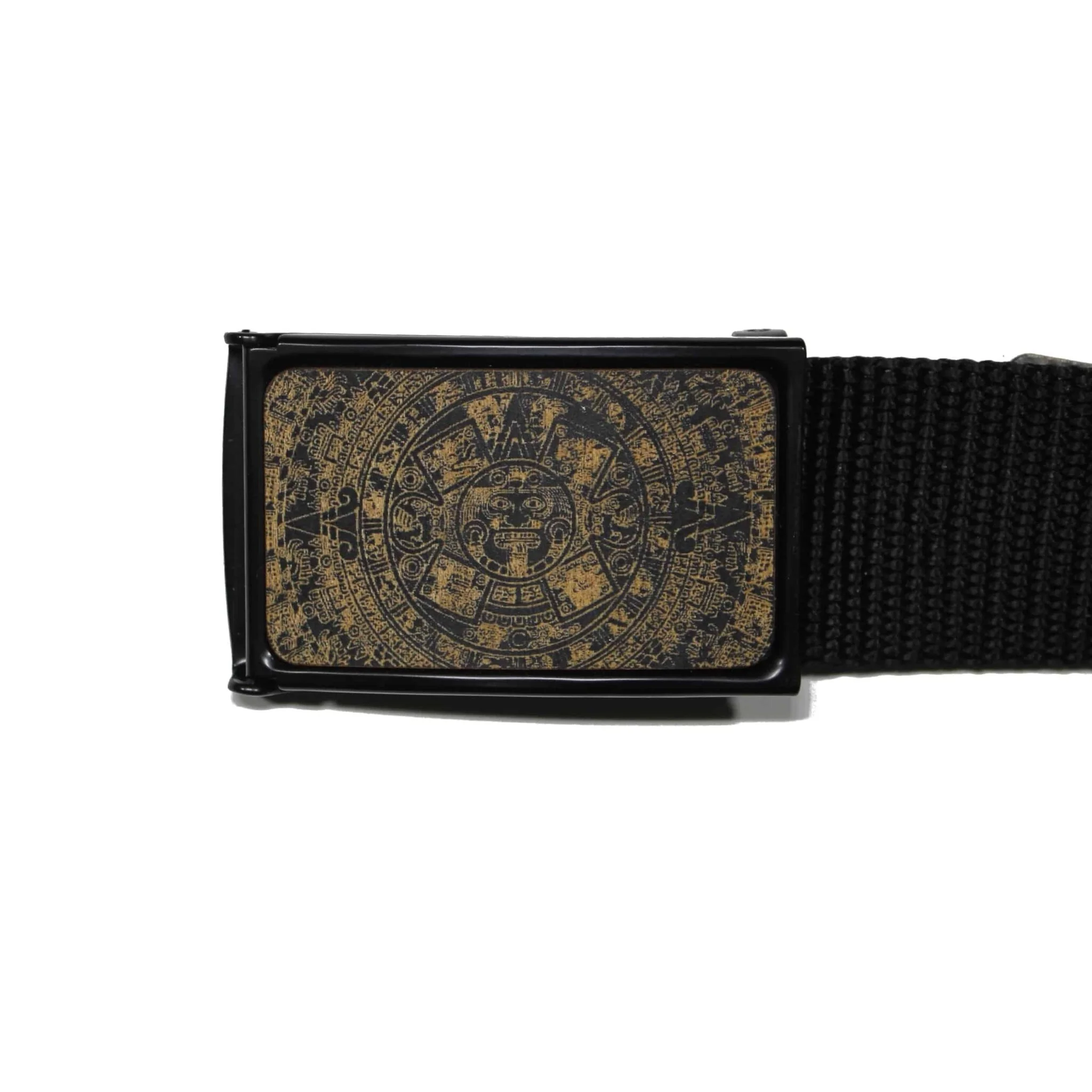 Web Belt Brown Aztec Calendar Buckle - Image 2