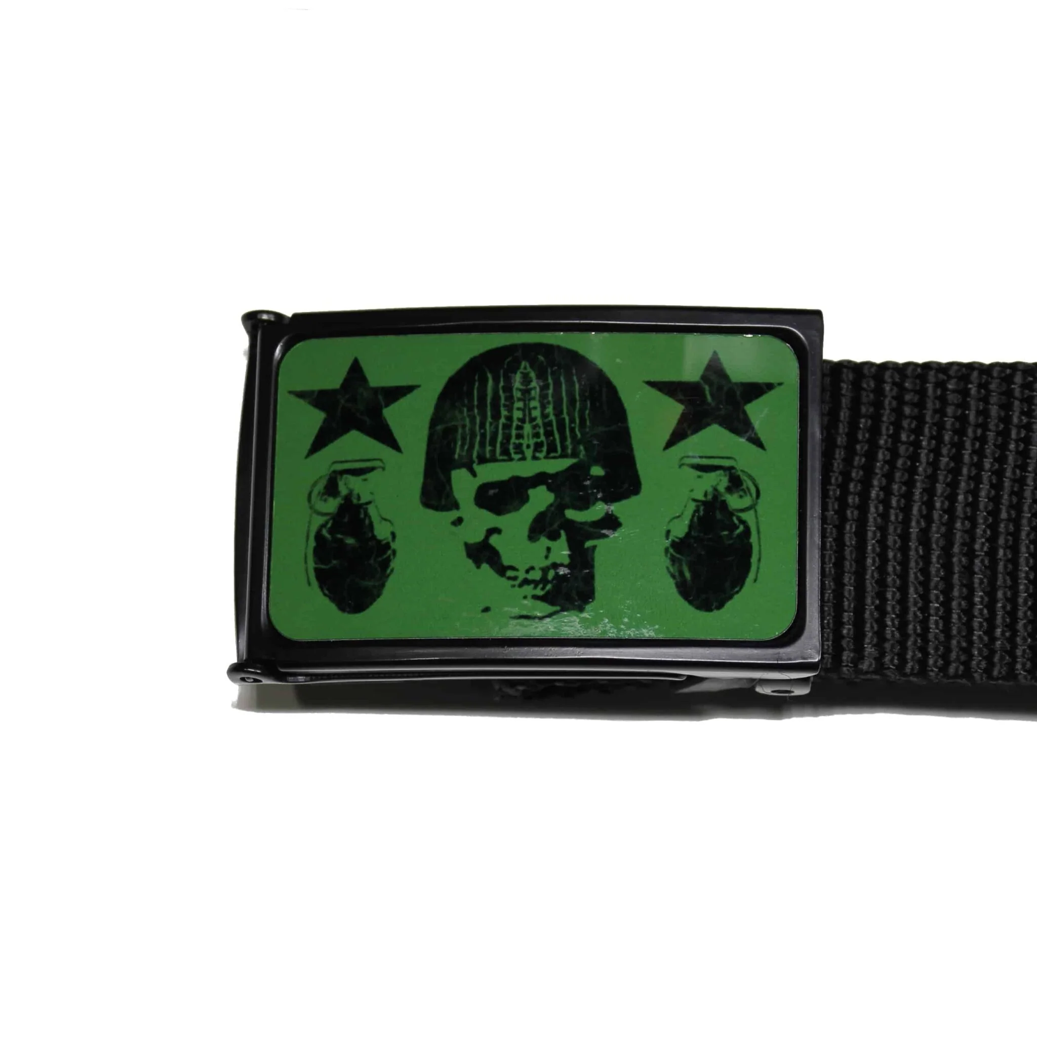 Web Belt Olive and Black Skull w/ Grenades - Image 2