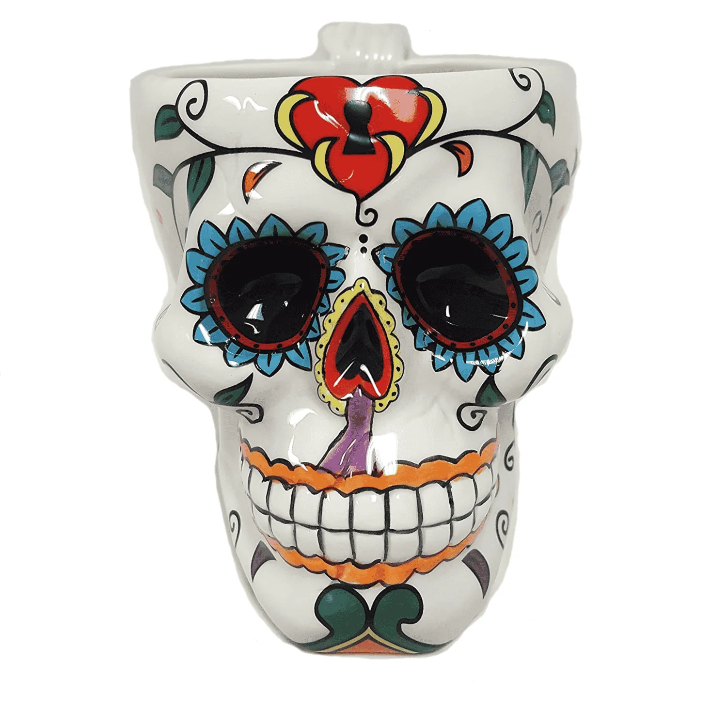White Ceramic Sugar Skull Mug - Image 2