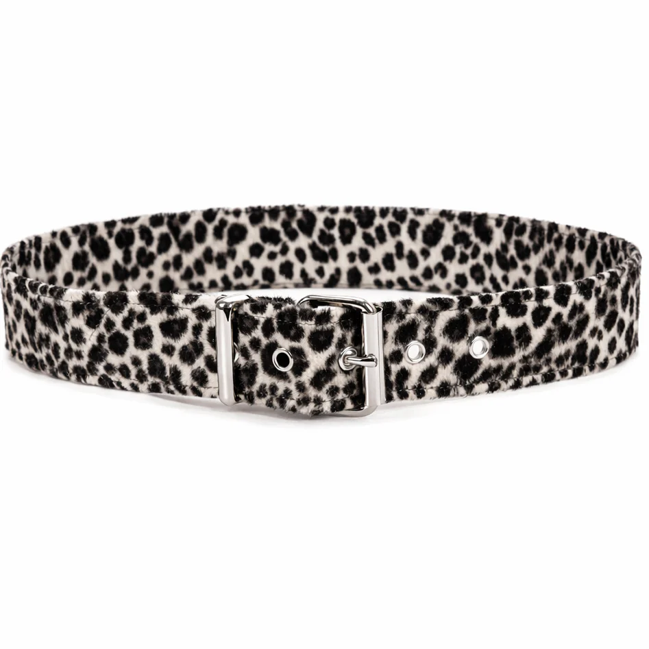 White Leopard Fuzzy Fur Belt